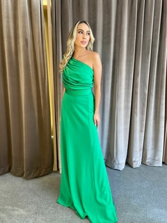 LOCAÇÃO Vestido Verde ombro único - loja online