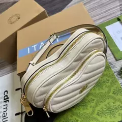 BOLSA TIRACOLO GUCCI INTERLOCKING G MINI HEART "BRANCO" - loja online