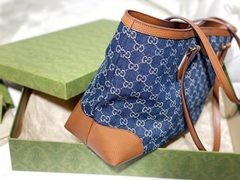 BOLSA OPHIDIA GG MÉDIA DENIM - loja online