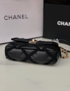 bolsa com aba chanel 19 preta - loja online