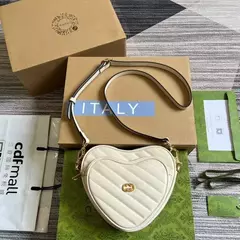 BOLSA TIRACOLO GUCCI INTERLOCKING G MINI HEART "BRANCO"