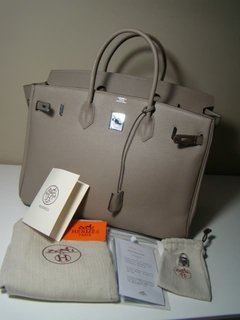 RÉPLICA Bolsa Hermès Birkin 35 Cinza Silver Italiana