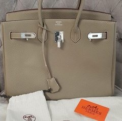 RÉPLICA Bolsa Hermès Birkin 35 Cinza Silver Italiana - loja online