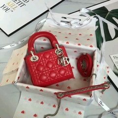 BOLSA D1OR VERMELHA COM FERRAGENS PRATA - LADY - LINHA ITALIANA PREMIUM

