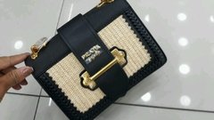 BOLSA PR4DA - PALHA COM PRETO - LINHA ITALIANA PREMIUM