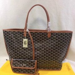 Bolsa Goyard Saint Louis Tote Preta com alça caramelo