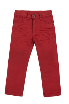 Pantalón de gabardina con arrugas - Rojo