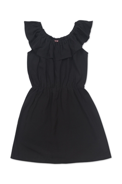 Vestido fibrana con volado - Negro - comprar online