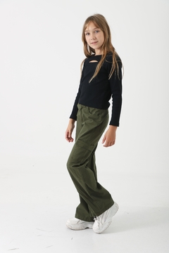 Pantalón gabardina wide leg cargo (ART 3451) - tienda online