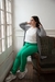 Pantalón de bengalina corte clásico semi chupín tiro alto verde beneton - OKDENIM