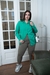Camisa de poplin elastizada verde - comprar online