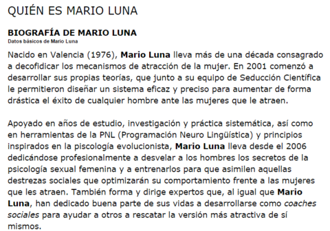 Seducción Natural, Colección Para Seducir, Mario Luna en internet
