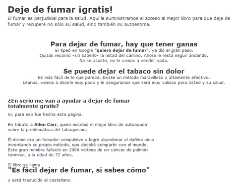 Guía Para Dejar De Fumar, Es Fácil Si Sabes Cómo, Allen Carr en internet