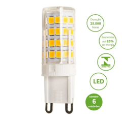 Kit 6 Lâmpadas Halopim Led 5w 6000k Branco Frio G9