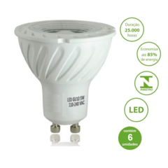 Kit 6 Lâmpadas Dicróica Led 5w 3000k Branco Quente Gu10