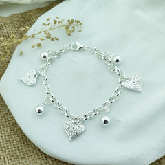 AB Pulsera 021 | Pelotitas 3 Dije corazón