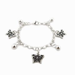 AB Pulsera 021 | Pelotitas + 3  Dijes Mariposa