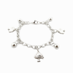 AB Pulsera 021 | Pelotitas + 3  Dijes Árbol