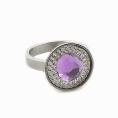 AQ Anillo 002 | Strass + Piedra violeta