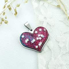 AQ Dije 0112 | Corazón Glitter y Estrellas