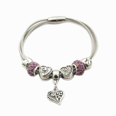 AQ Pulsera 043 | Imantada 3 tiras + dije corazón