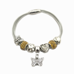 AQ Pulsera 043 | Imantada 3 tiras + dije mariposa