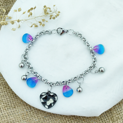 AQ Pulsera 097 | Tornal Dije Corazón BYN