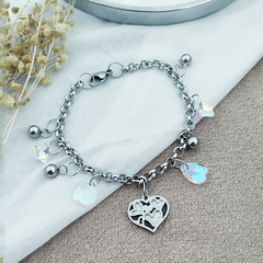 AQ Pulsera 097 | Tornal Dije Corazón BYN