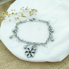 AQ Pulsera 097 | Tornal Dije Flor BYN