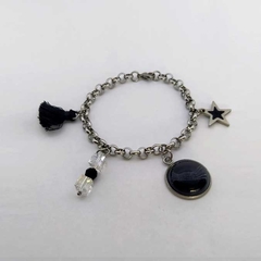 Pulsera Rolo | 4 Dijes Negro