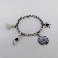 Pulsera Rolo | 4 Dijes Blanco