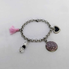 Pulsera Rolo | 4 Dijes Rosado