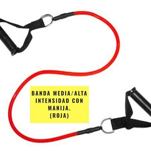 Banda Media Media/Alta Intensidad con Manillar (Roja) - MM Fitness