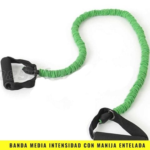 Banda Media Intensidad con Manillar (Verde) Entelada - MM Fitness
