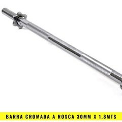 Barra cromada a rosca 30 mm (1.80 Mts) - MM Fitness
