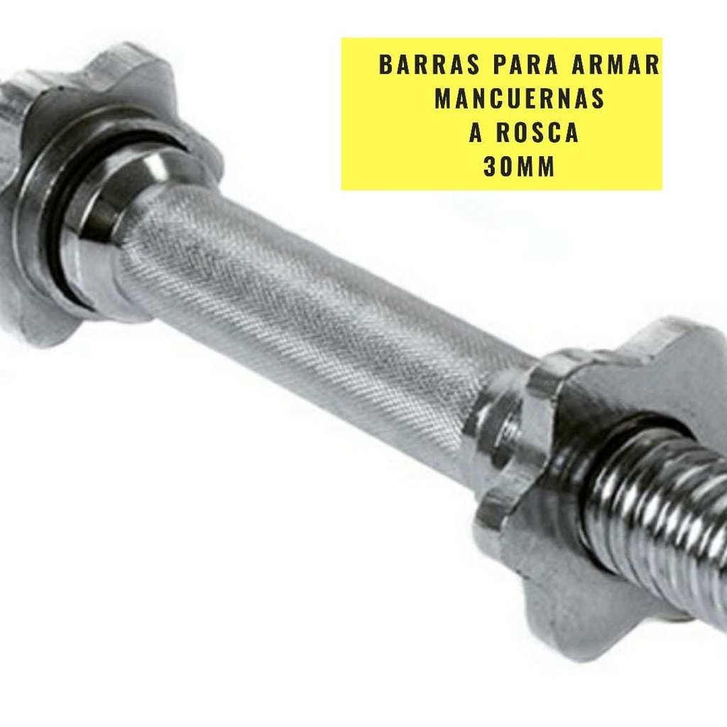 Mancuerna Metal Maciza Cromada 30mm Rosca Pesas Discos Barra