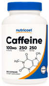 Caffeine 100mg with L Theanine 100mg (240 caps) - Nutricost
