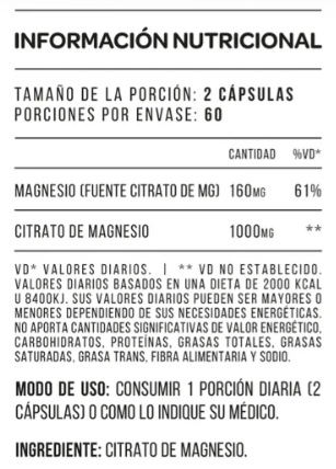 Citrato de magnesio 1000mg x 60caps - Star Nutrition - comprar online