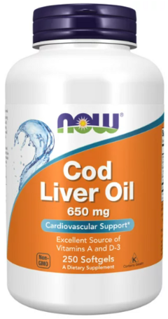 COD Liver Oil 650mg x 250 softgels - NOW Foods