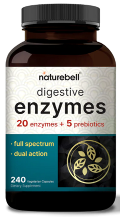 Digestive Enzymes 20 enzymes + 5 prebiotics (240 caps) - Nature Bell