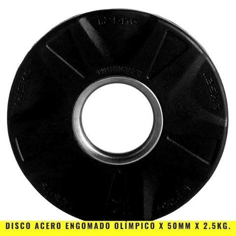 Disco Acero Engomado Olímpico (50 mm x 2.5 Kg) Importado- MM Fitness