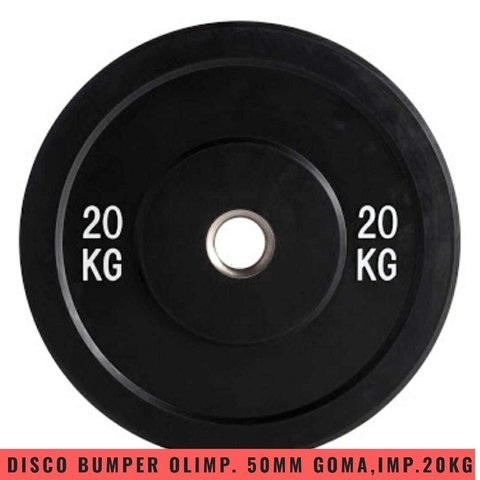Disco Bumper con Aro de Acero Negro (20 Kg) - MM Fitness