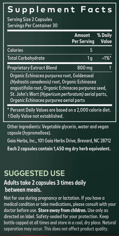 Echinacea Goldenseal x 60caps - Gaia Herbs - comprar online