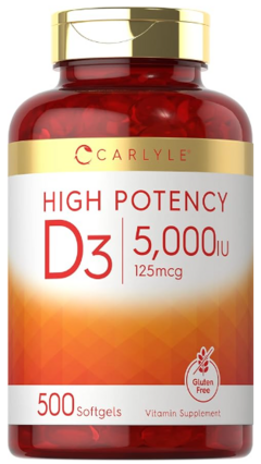 High Potency D3 5000 IU x 500 gels - Carlyle