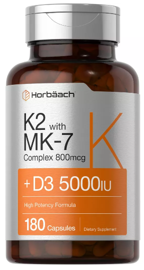 K2 with MK 7 800mcg + D3 5000IU (180 caps) - Horbaach