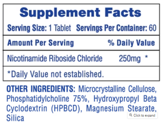 Liposomal NAD+ Nicotinamide Riboside 250mg x 60 tabs - Hi Tech Pharmaceuticals - comprar online