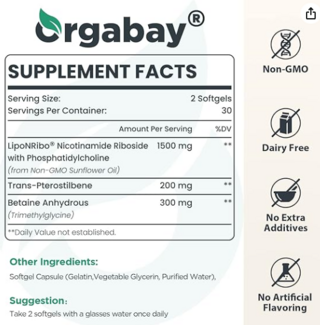 Liposomal Nicotinamide Riboside 2000mg x 60 softsgels - Orgabay - comprar online