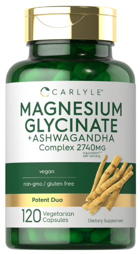 Magnesium Glycinate + Ashwagandha 2740mg x 120 caps - Carlyle