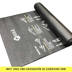 Mat Yoga con Ilustración Ejercicios (6 mm) 1.73 mts x 61 cm - MM Fitness