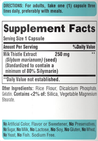 Milk Thistle Extract 250mg (100 caps) - Puritans Pride - comprar online